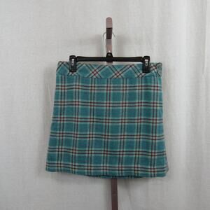 Context 12P Wool and Mohair Blend Blue Plaid Mini Skirt Turquoise Academia